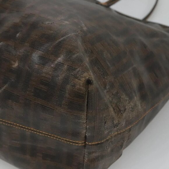 FENDI Zucca Canvas Tote Bag Black Brown Auth 121138 - Picture 4 of 16